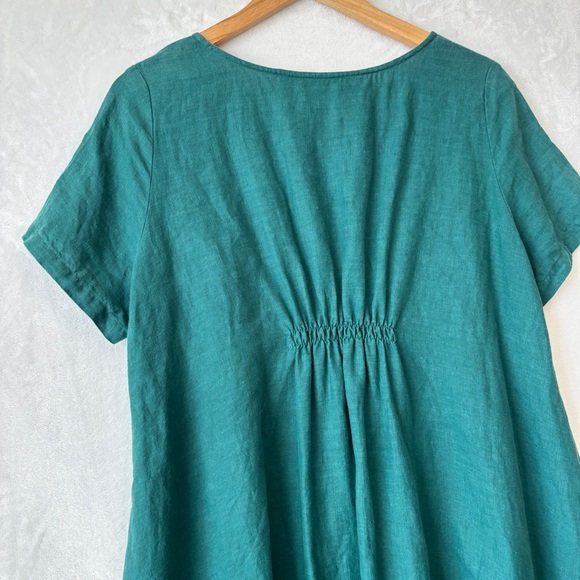 Yuvita womens green teal linen lagenlook casual flowy midi dress size small - Picture 10 of 10